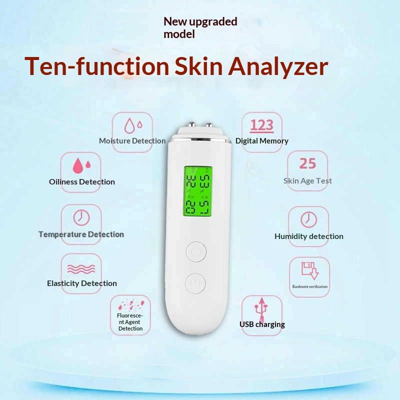 Skin Moisture Analyzer Digital Detector - Portable Rechargeable Skin Analyzer Detector LCD