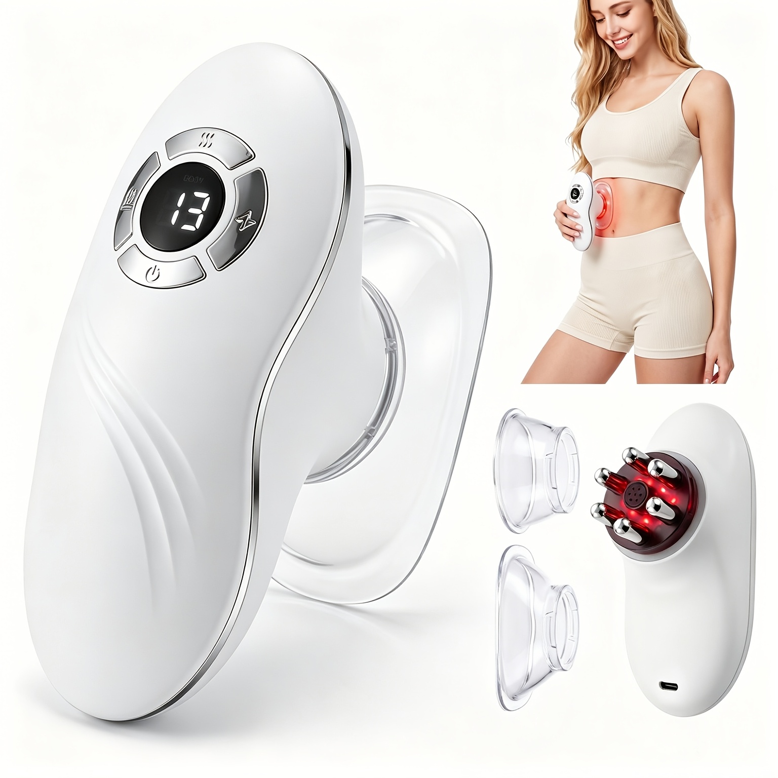 Microcurrent Face Massager Gua Sha - Electric Cupping Massager with Red Light