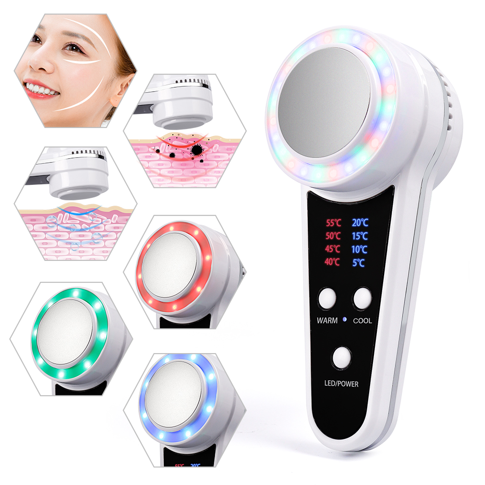 Cold Warm Hammer Facial Machine - 3 Colors LED Photon Therapy Hot