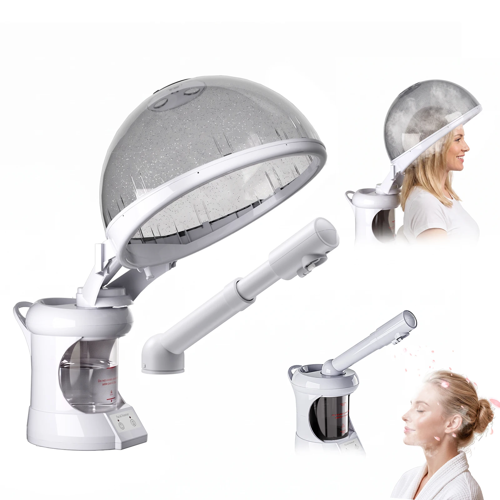 Facial Steamer Nano Ionic Hot Mist - 2-in-1 Facial and Hair Steamer, Nano