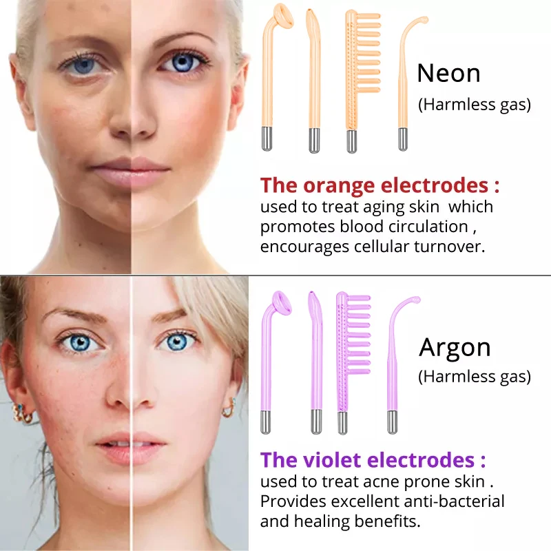 7in1 Device for Hair High Freq - đánh giá và giá High Frequency Wand Facial Machine Neon
