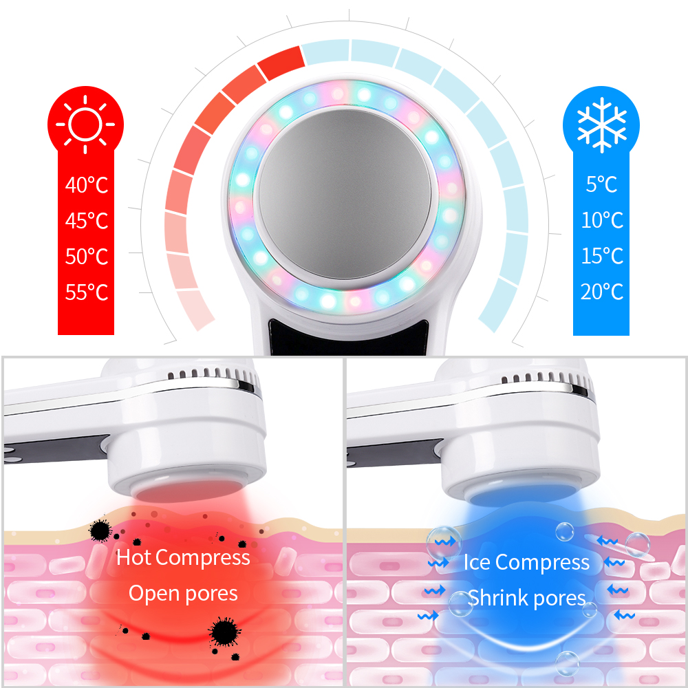 3 Colors LED Photon Therapy Ho - đánh giá và giá Cold Warm Hammer Facial Machine