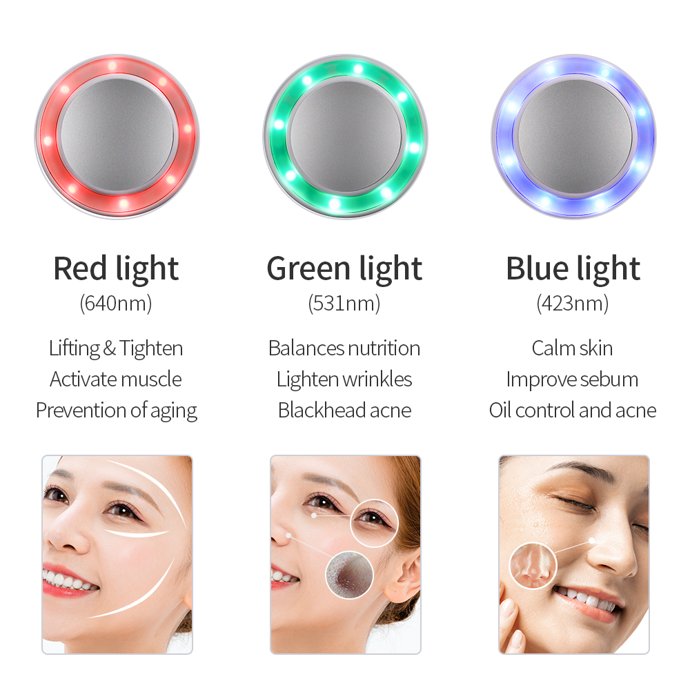 3 Colors LED Photon Therapy Ho - đánh giá và giá Cold Warm Hammer Facial Machine